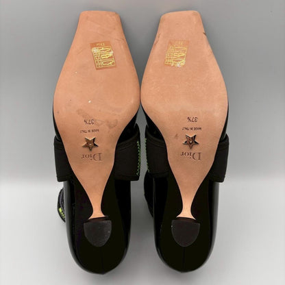 Christian Dior Roger Vivier Shoes Pumps Heel EU 37.5 US 7.5 Patent Leather Black