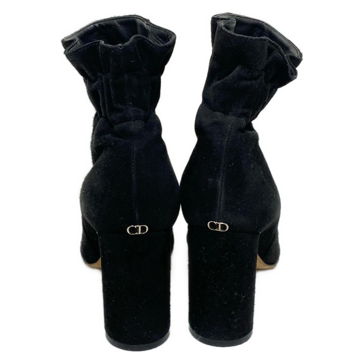 Christian Dior Short Boots Shoes EU 36 US 6 Suede Black Authentic