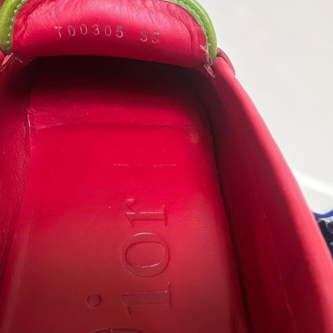 Christian Dior Loafers Shoes Trotter EU 35.0 US 5.0 Canvas Leather Red Beige