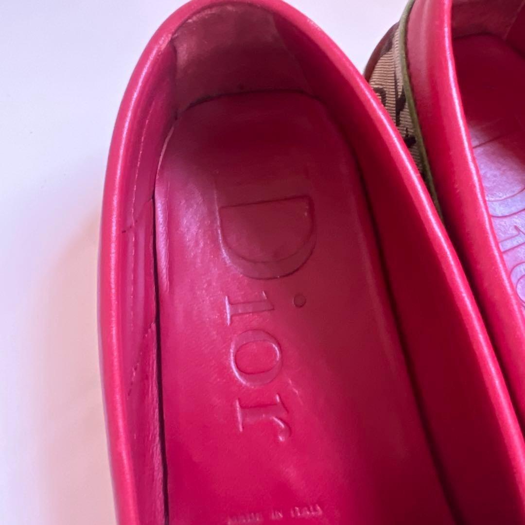 Christian Dior Loafers Shoes Trotter EU 35.0 US 5.0 Canvas Leather Red Beige