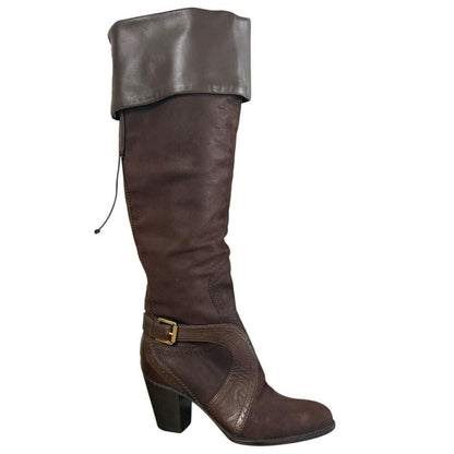 Christian Dior Long Boots Shoes EU 37.5 US 7.5 Suede Brown Authentic