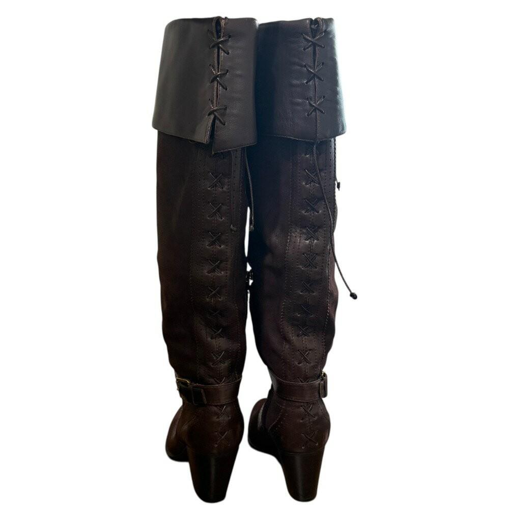 Christian Dior Long Boots Shoes EU 37.5 US 7.5 Suede Brown Authentic