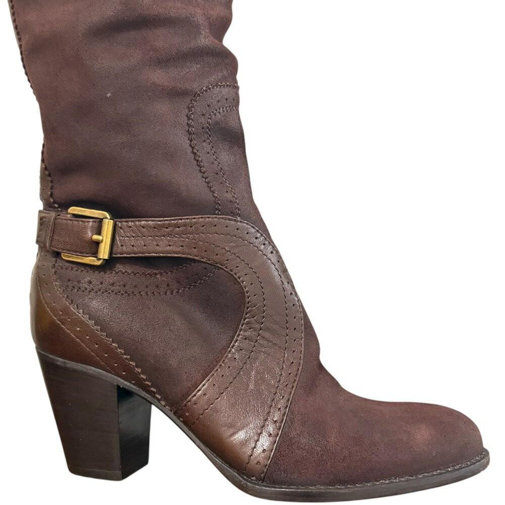 Christian Dior Long Boots Shoes EU 37.5 US 7.5 Suede Brown Authentic