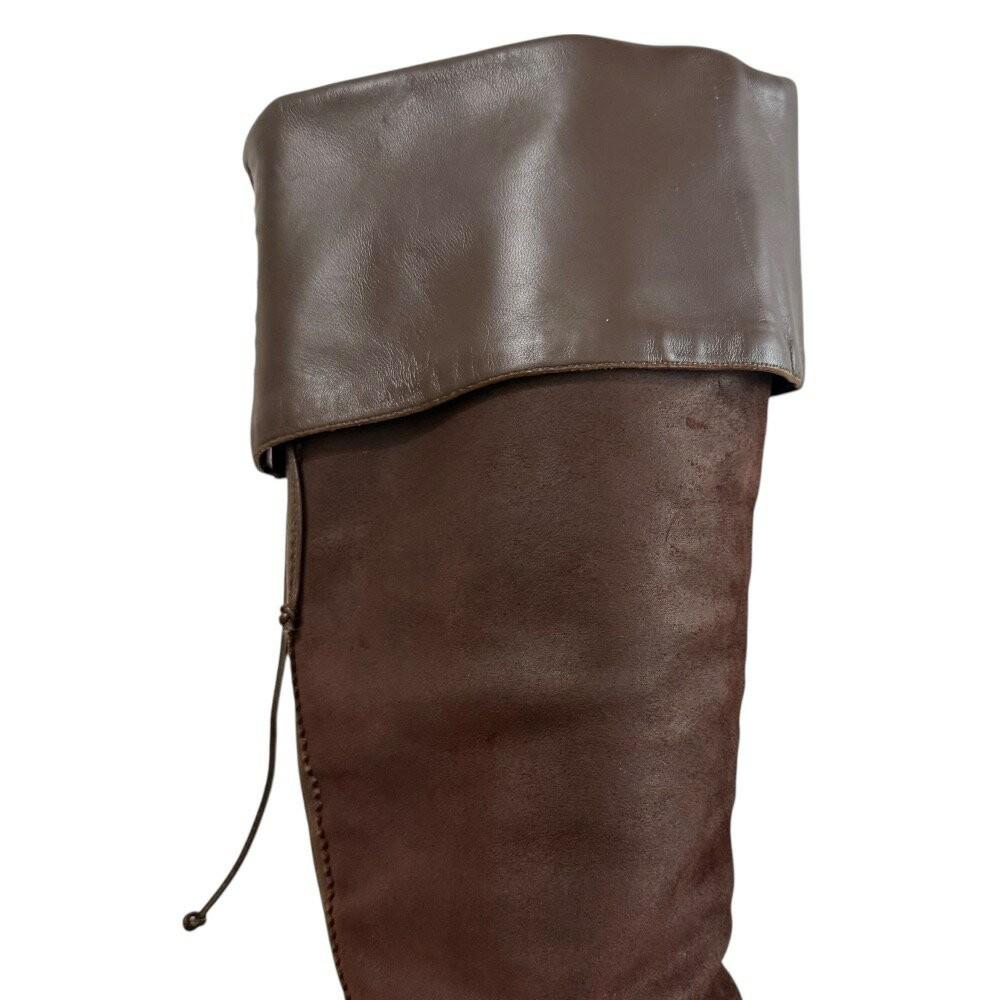 Christian Dior Long Boots Shoes EU 37.5 US 7.5 Suede Brown Authentic