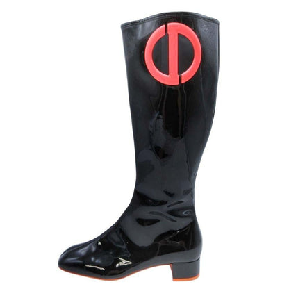 Christian Dior Long Boots Shoes CD EU 37.5 US 7.5 Patent Leather Black Authentic