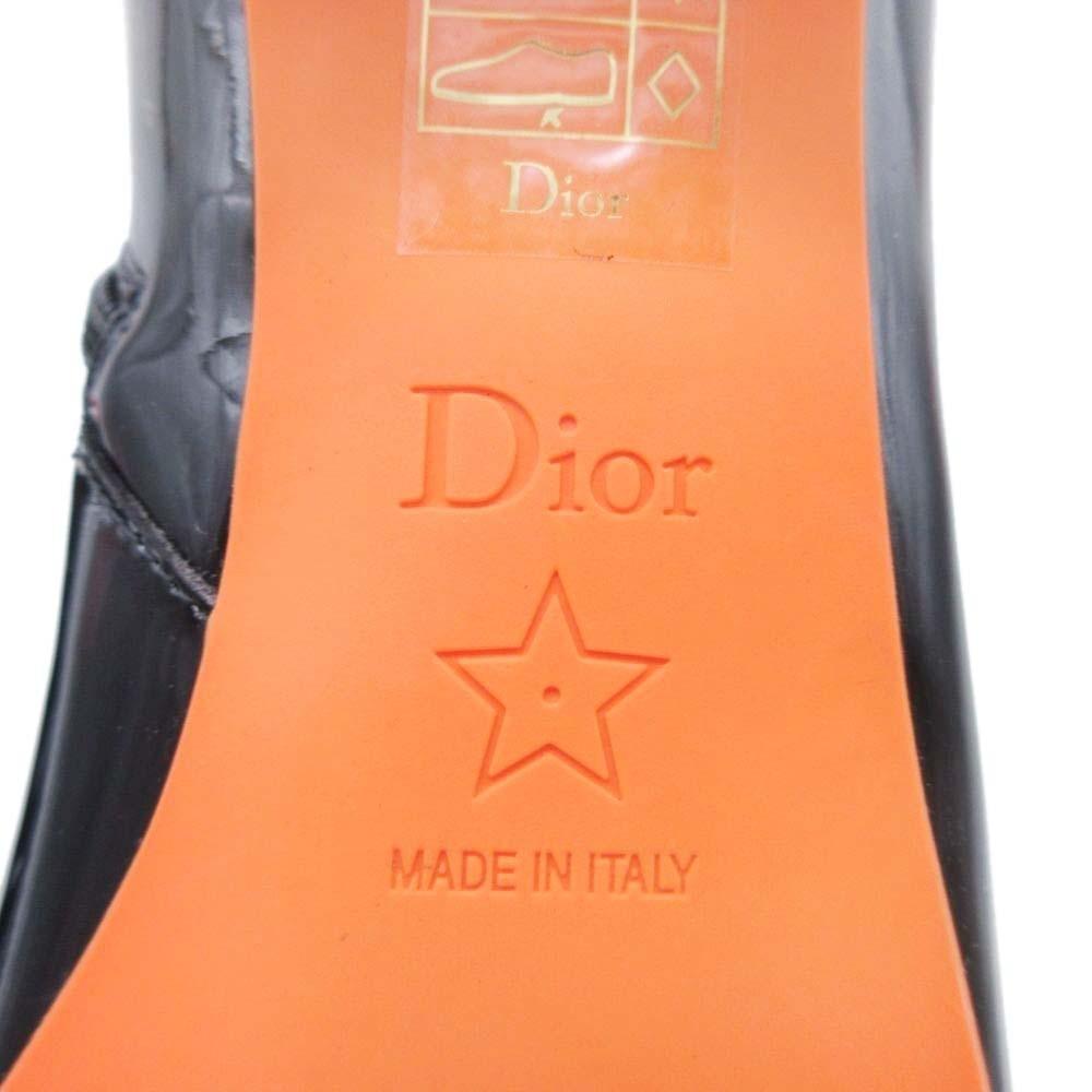 Christian Dior Long Boots Shoes CD EU 37.5 US 7.5 Patent Leather Black Authentic