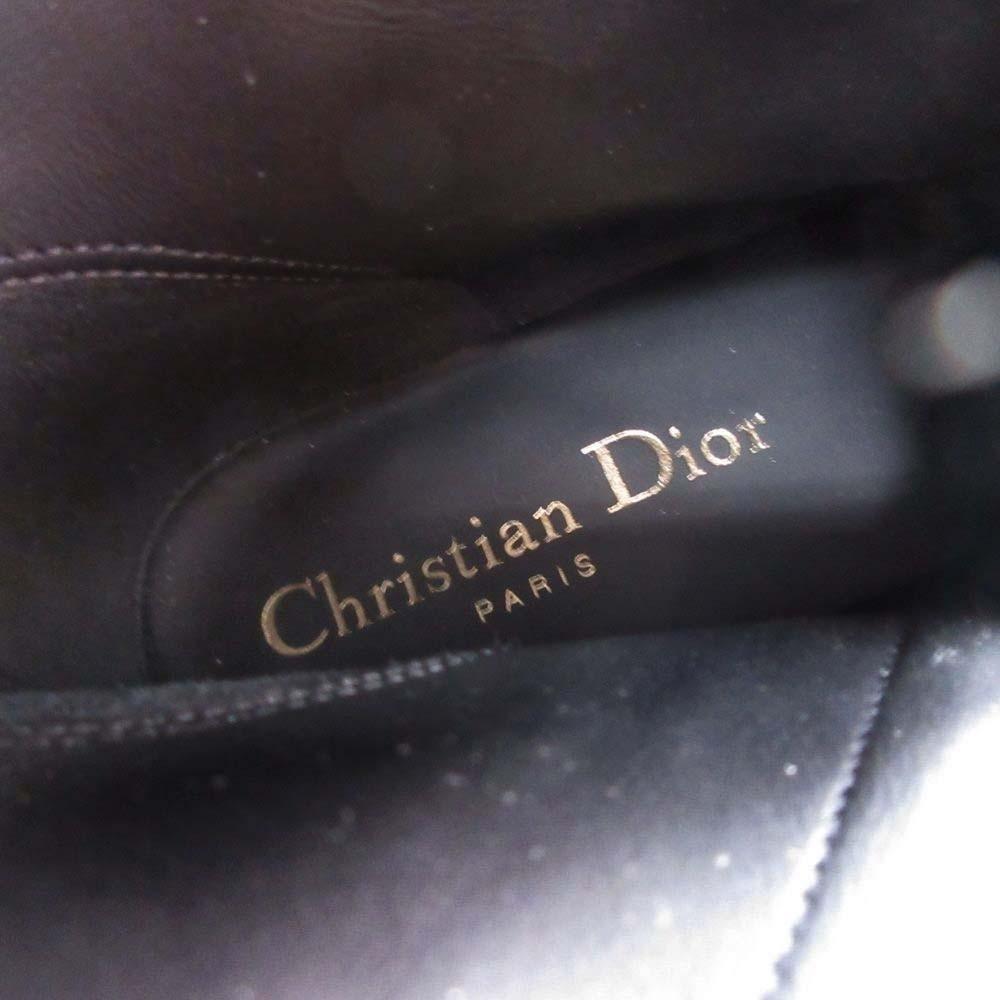 Christian Dior Long Boots Shoes CD EU 37.5 US 7.5 Patent Leather Black Authentic