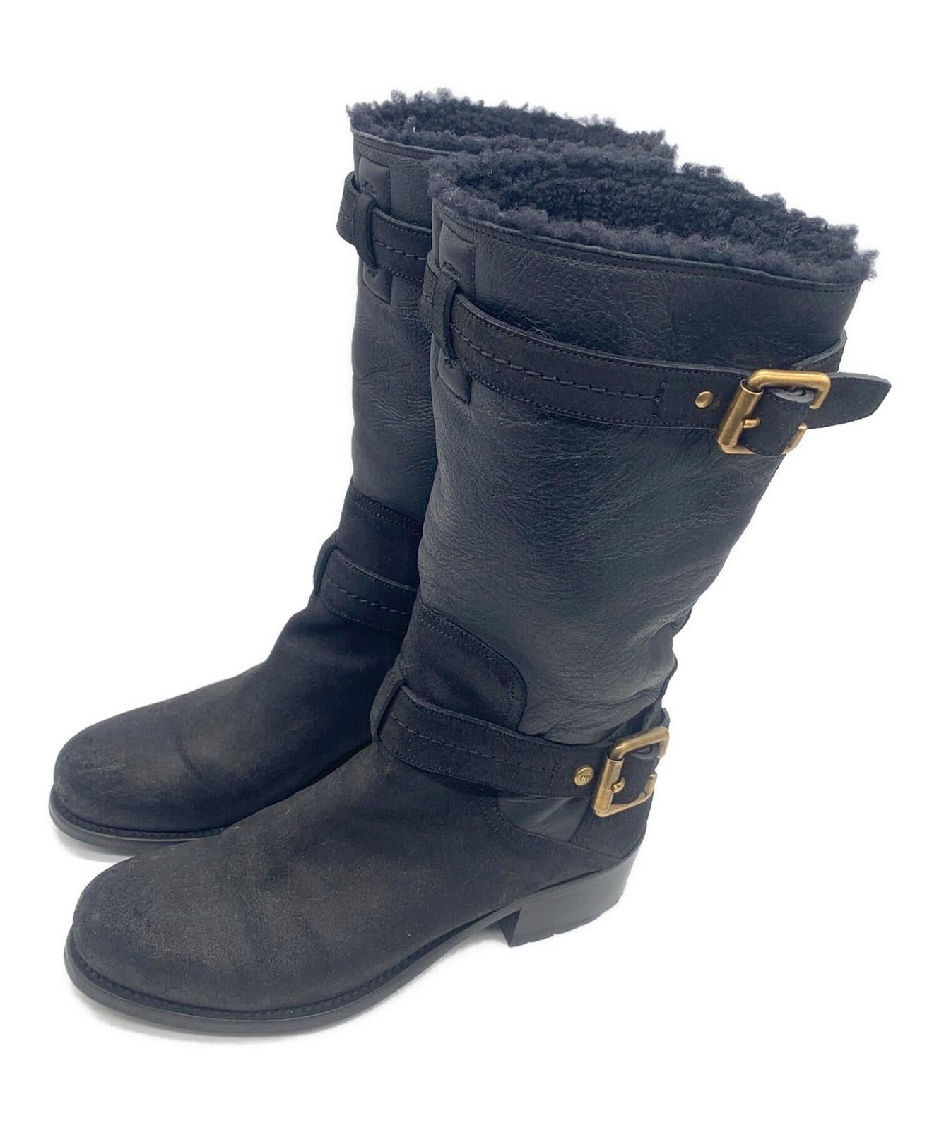 Christian Dior Long Boots Shoes EU 37 US 7 Black Authentic