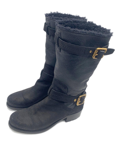Christian Dior Long Boots Shoes EU 37 US 7 Black Authentic