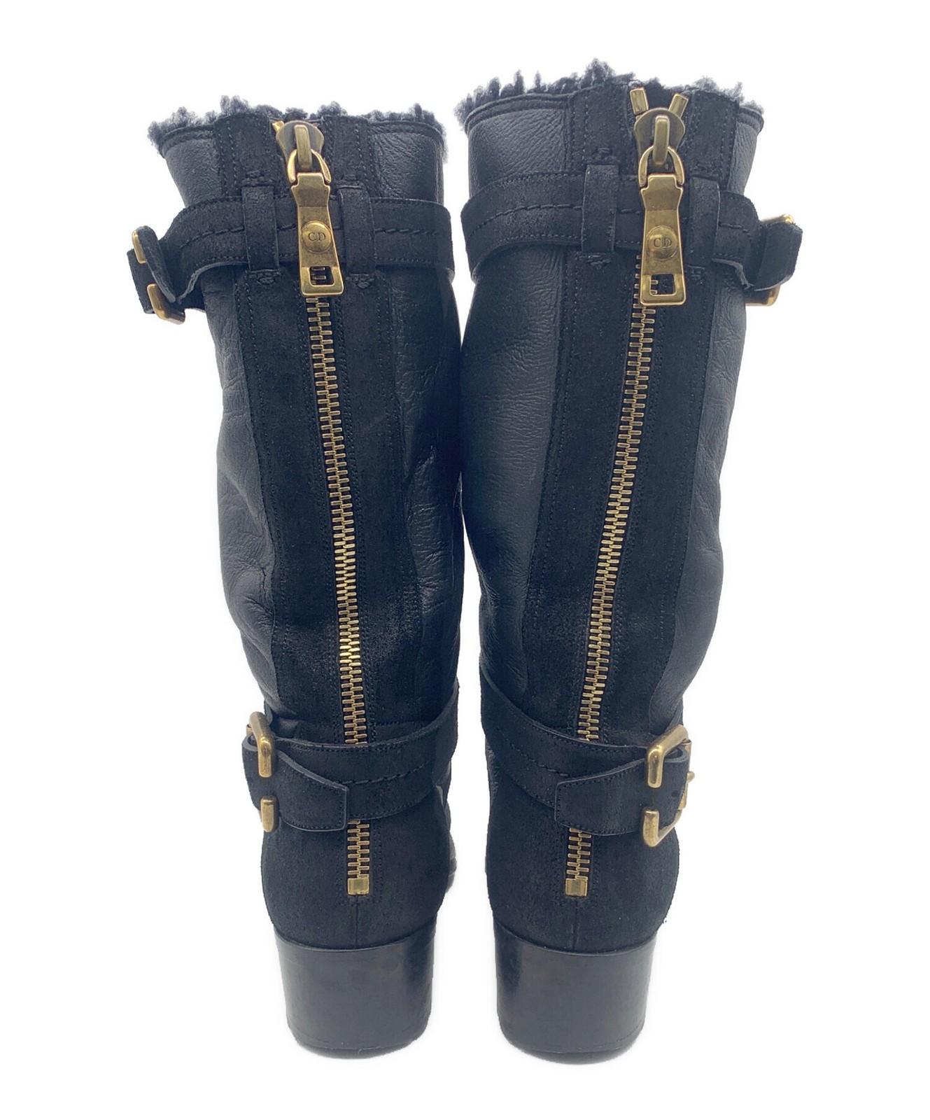 Christian Dior Long Boots Shoes EU 37 US 7 Black Authentic