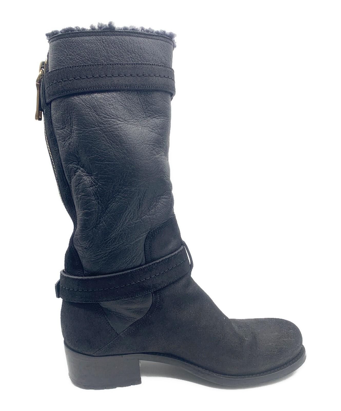 Christian Dior Long Boots Shoes EU 37 US 7 Black Authentic