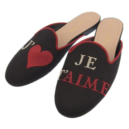 Christian Dior Sandals Shoes Mule DIOR AMOUR EU 36.5 US 6.5 Canvas Black Auth