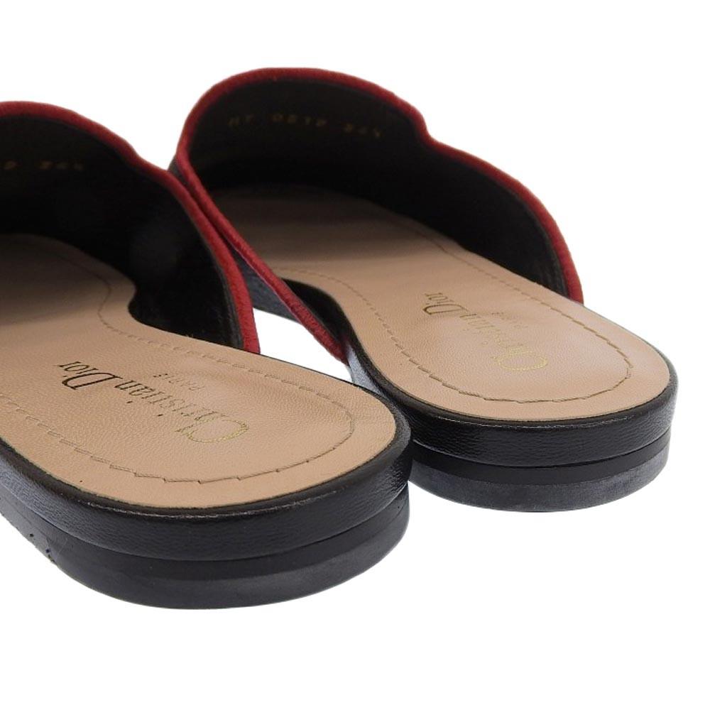 Christian Dior Sandals Shoes Mule DIOR AMOUR EU 36.5 US 6.5 Canvas Black Auth