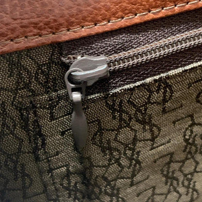 Saint Laurent Clutch Bag YSL Purse Handbag Leather Brown Gold Used  Authentic