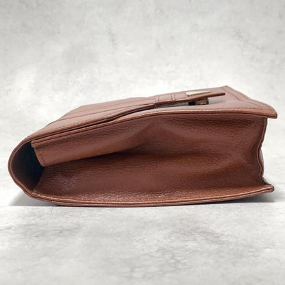 Saint Laurent Clutch Bag YSL Purse Handbag Leather Brown Gold Used  Authentic