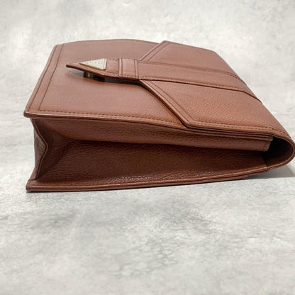 Saint Laurent Clutch Bag YSL Purse Handbag Leather Brown Gold Used  Authentic