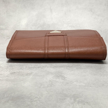 Saint Laurent Clutch Bag YSL Purse Handbag Leather Brown Gold Used  Authentic