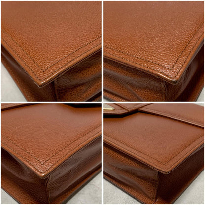 Saint Laurent Clutch Bag YSL Purse Handbag Leather Brown Gold Used  Authentic