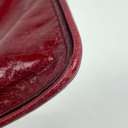 PRADA Shoulder Bag Purse Logo Leather Red Authentic