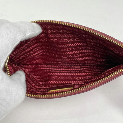 PRADA Shoulder Bag Purse Logo Leather Red Authentic