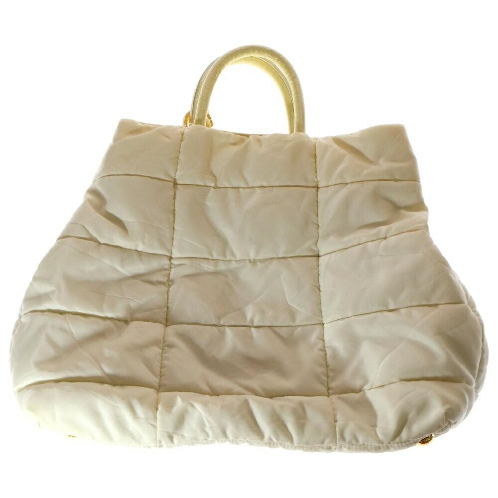 PRADA Hand Shoulder Bag Tote Purse 2way Logo White Authentic