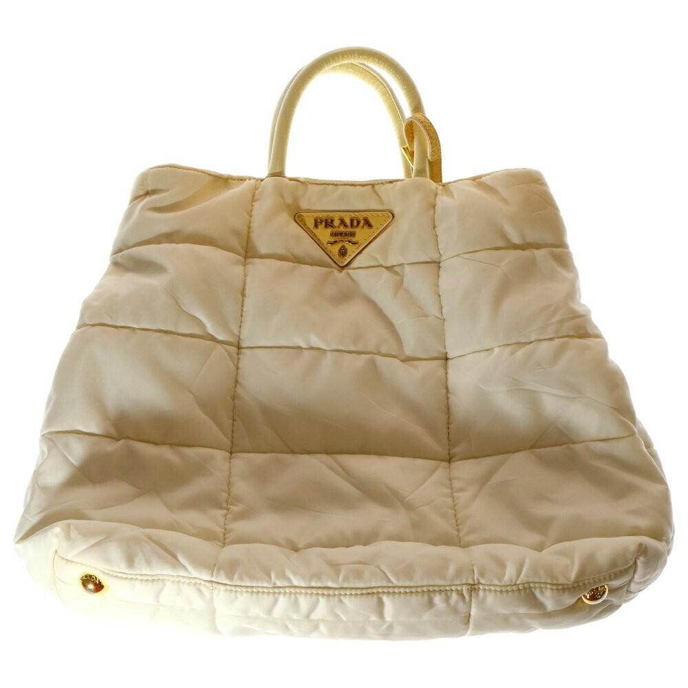 PRADA Hand Shoulder Bag Tote Purse 2way Logo White Authentic