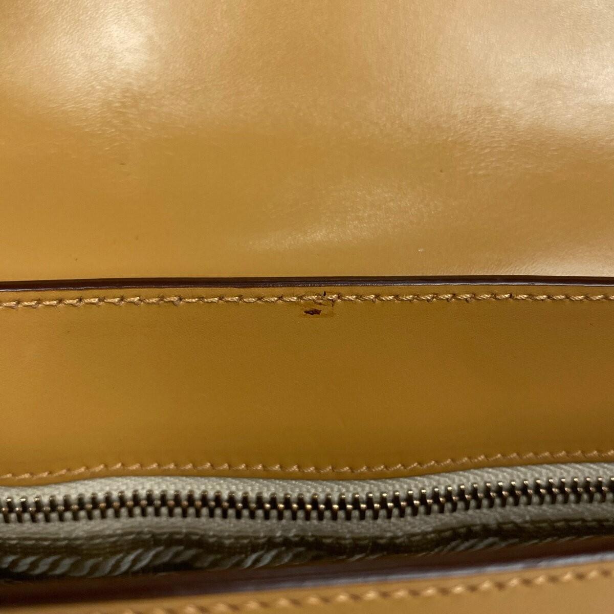 PRADA Shoulder Bag Purse Logo Leather Brown Authentic