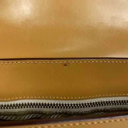 PRADA Shoulder Bag Purse Logo Leather Brown Authentic