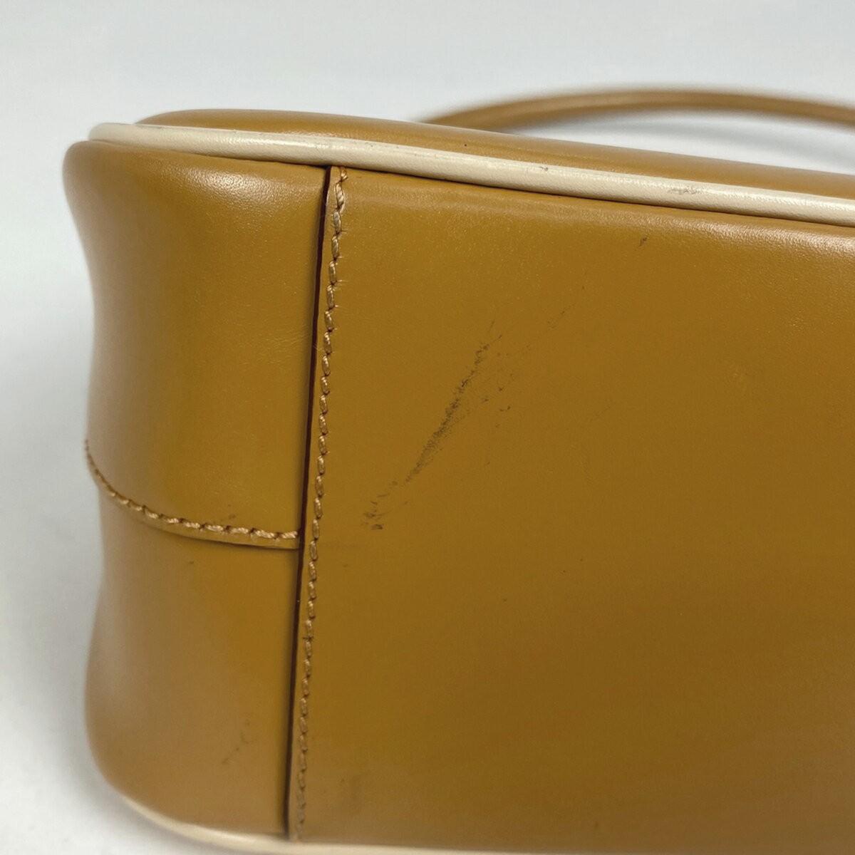 PRADA Shoulder Bag Purse Logo Leather Brown Authentic