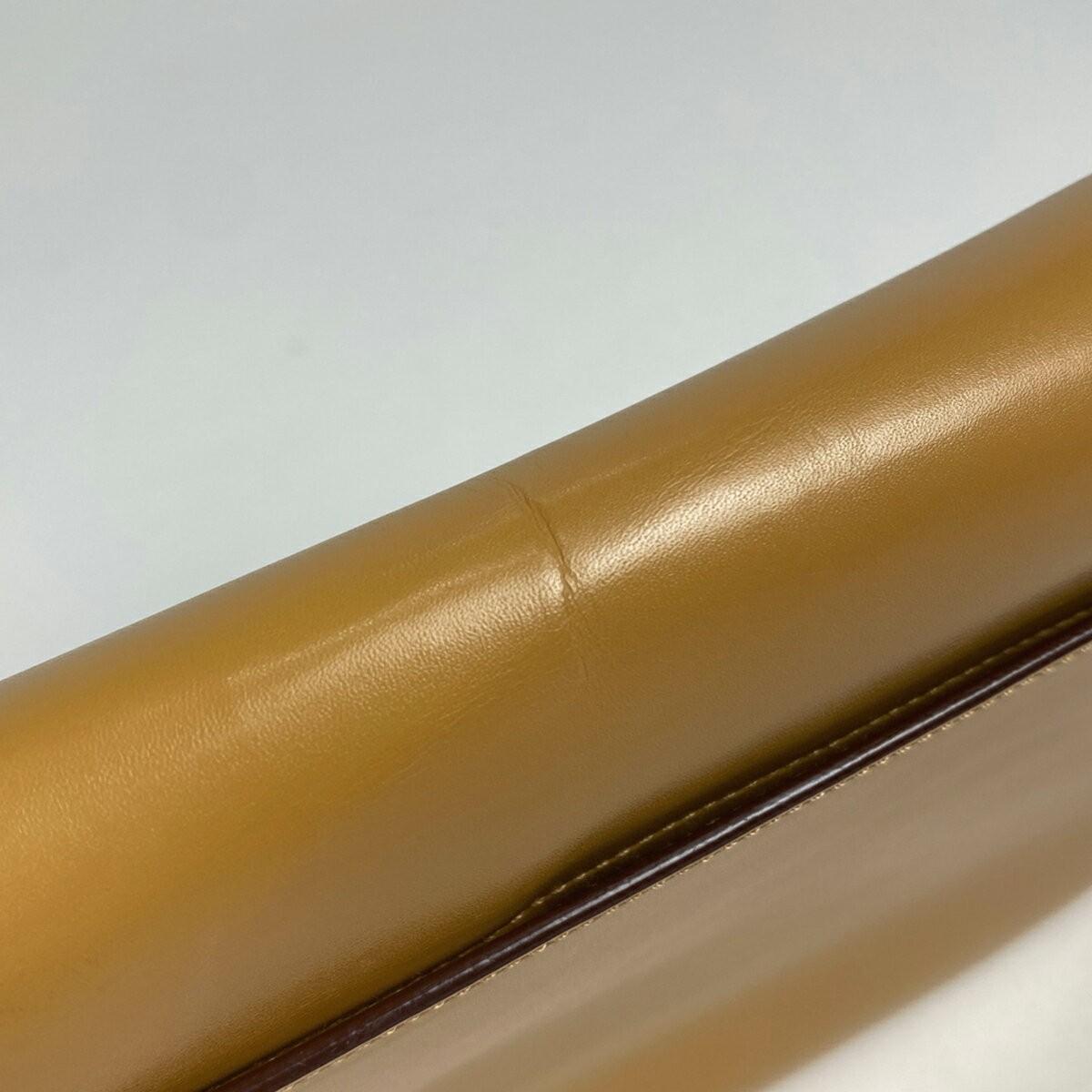 PRADA Shoulder Bag Purse Logo Leather Brown Authentic