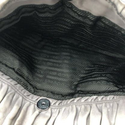 PRADA Shoulder Bag Purse Chain Leather Beige Authentic