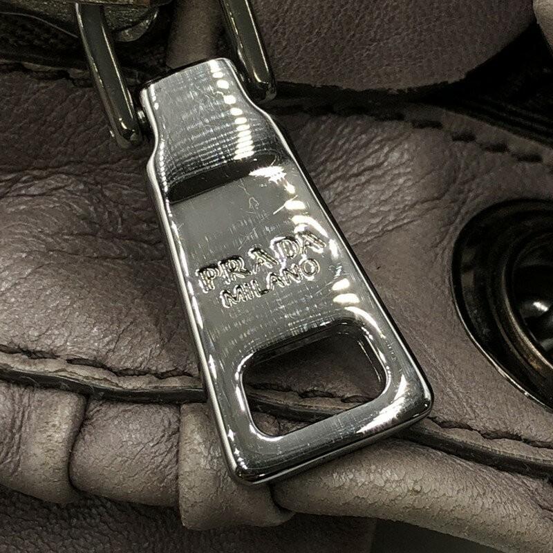 PRADA Shoulder Bag Purse Chain Leather Beige Authentic