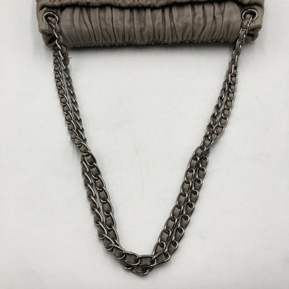 PRADA Shoulder Bag Purse Chain Leather Beige Authentic