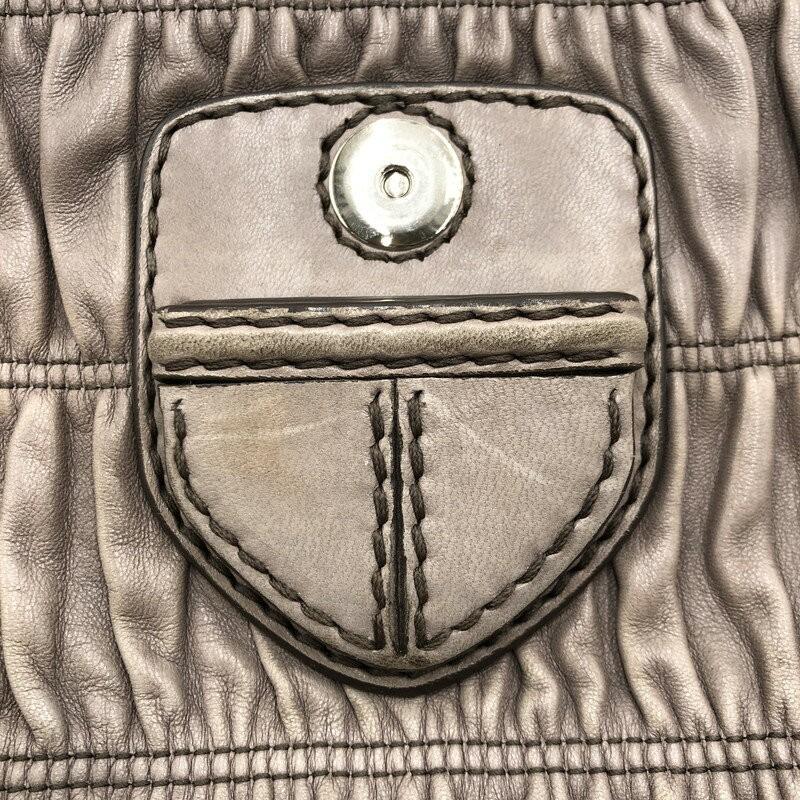 PRADA Shoulder Bag Purse Chain Leather Beige Authentic