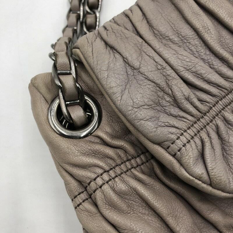 PRADA Shoulder Bag Purse Chain Leather Beige Authentic