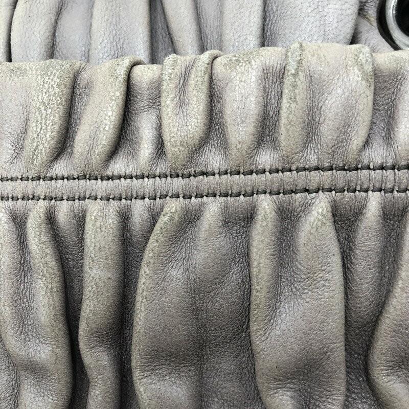 PRADA Shoulder Bag Purse Chain Leather Beige Authentic