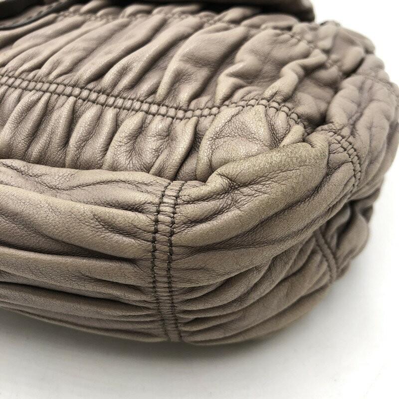 PRADA Shoulder Bag Purse Chain Leather Beige Authentic