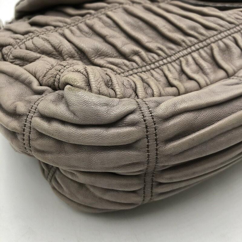 PRADA Shoulder Bag Purse Chain Leather Beige Authentic