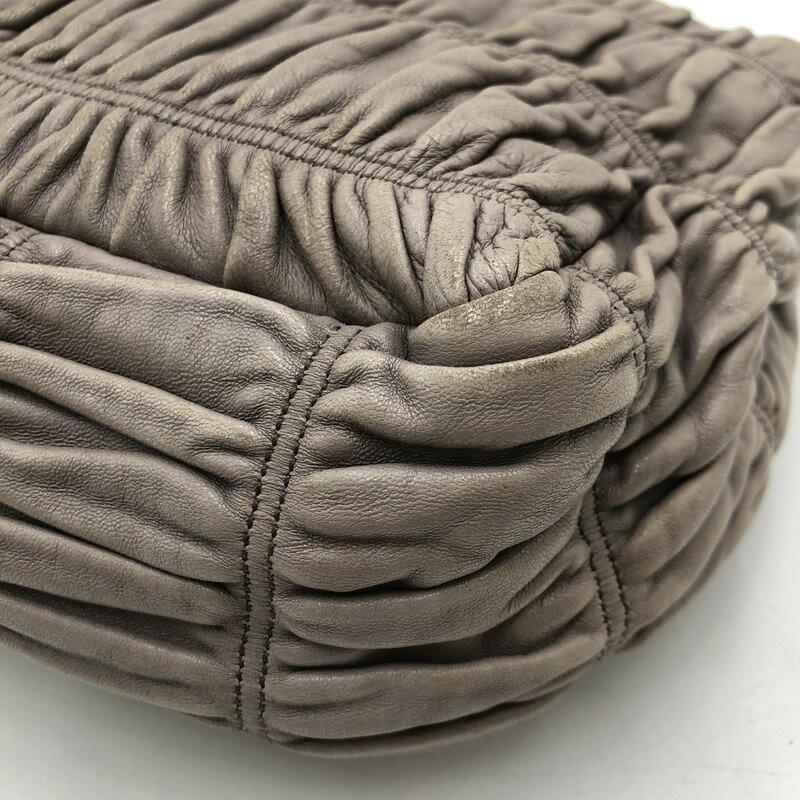 PRADA Shoulder Bag Purse Chain Leather Beige Authentic