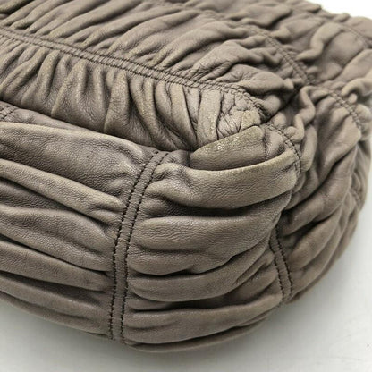 PRADA Shoulder Bag Purse Chain Leather Beige Authentic