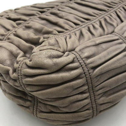 PRADA Shoulder Bag Purse Chain Leather Beige Authentic