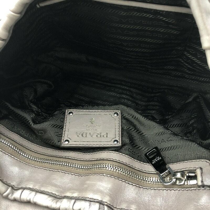 PRADA Shoulder Bag Purse Chain Leather Beige Authentic