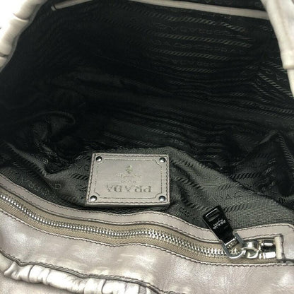 PRADA Shoulder Bag Purse Chain Leather Beige Authentic