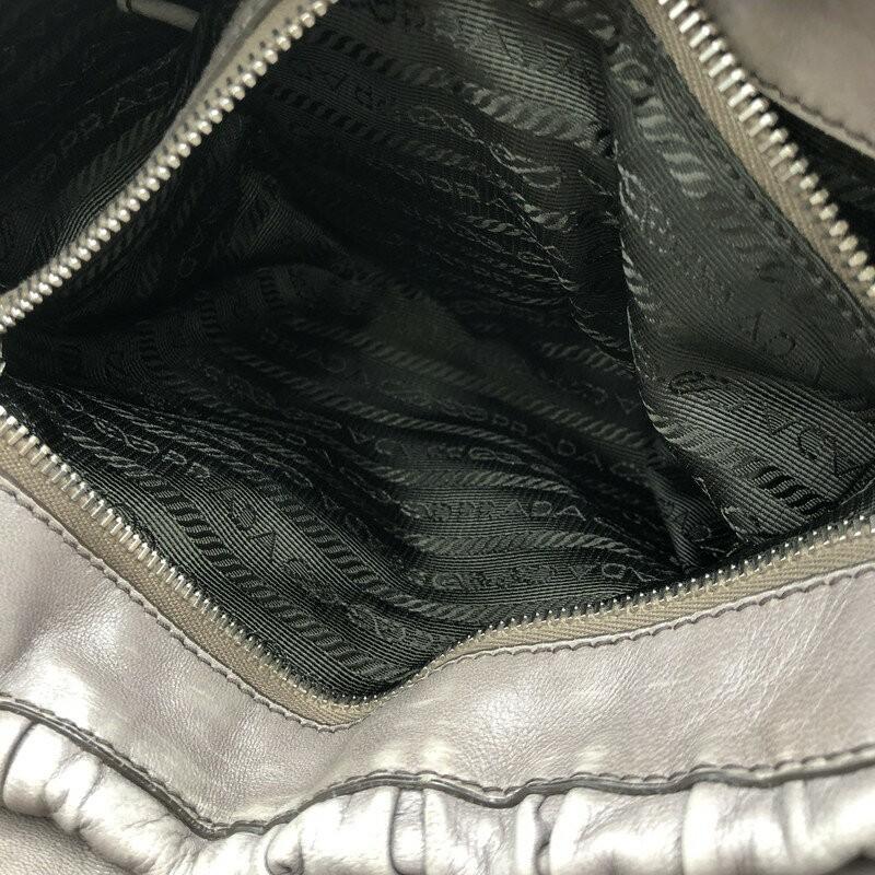 PRADA Shoulder Bag Purse Chain Leather Beige Authentic