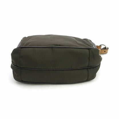 PRADA Shoulder Bag Purse Logo Green Brown Authentic