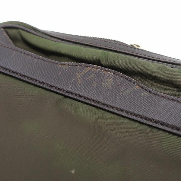 PRADA Shoulder Bag Purse Logo Green Brown Authentic