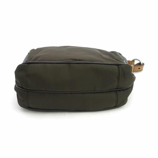 PRADA Shoulder Bag Purse Logo Green Brown Authentic