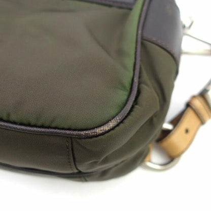 PRADA Shoulder Bag Purse Logo Green Brown Authentic