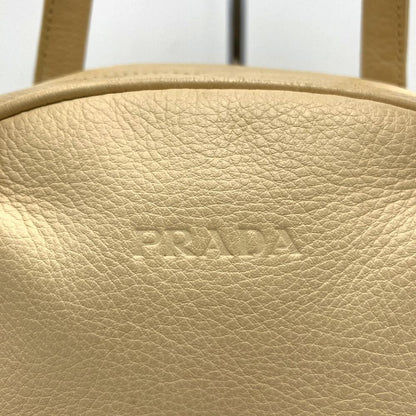 PRADA Hand Bag Tote Purse Leather Beige Authentic