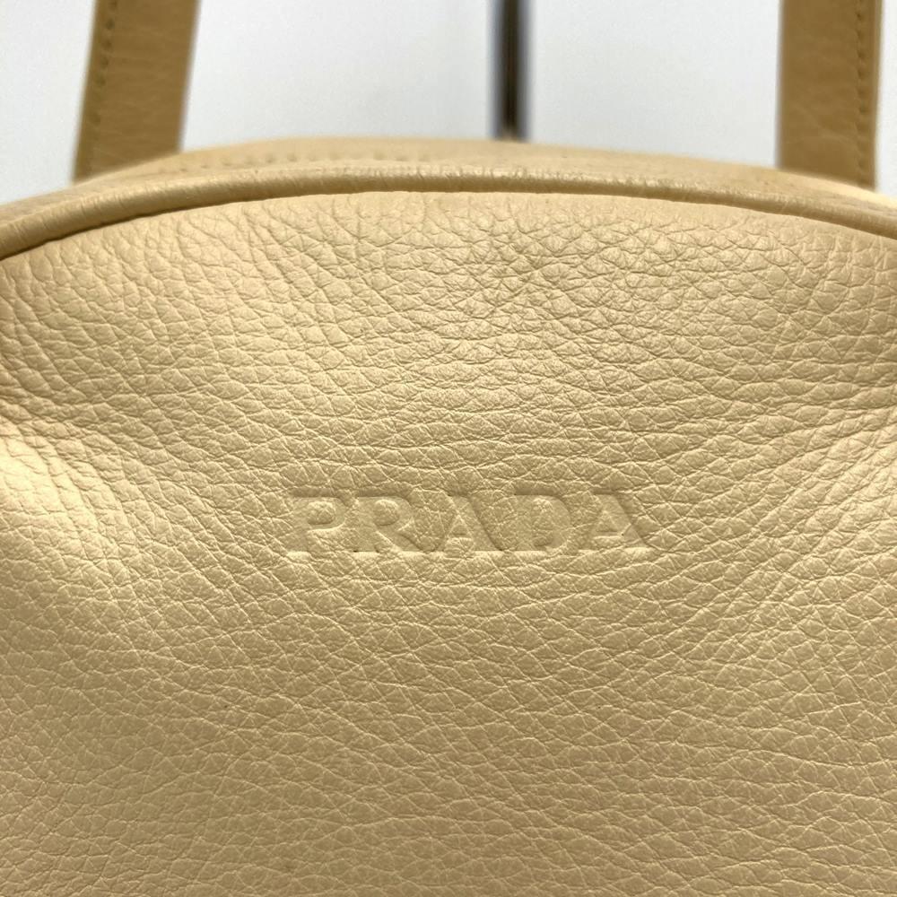 PRADA Hand Bag Tote Purse Leather Beige Authentic